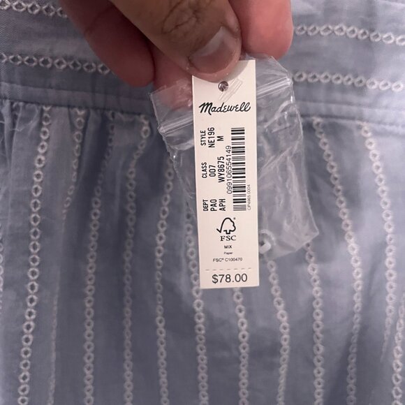 Madewell Striped Flutter-Sleeve Cross-Back Top Sweet Square-neck front Size M - Picture 6 of 9